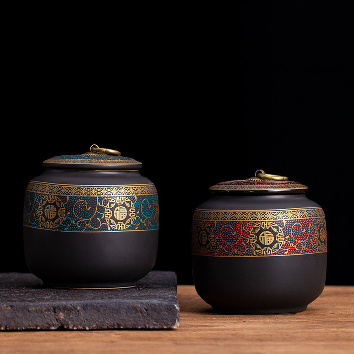 Ceramic Retro Tea Jar Medium Sealed Storage Jar