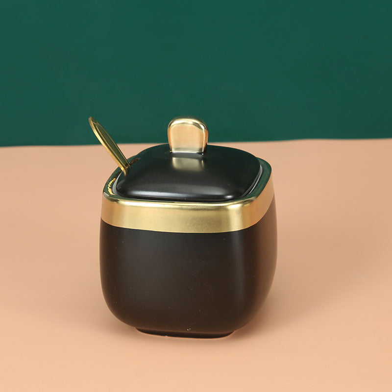 Three Sets of Light Luxury Golden Ceramic Jars