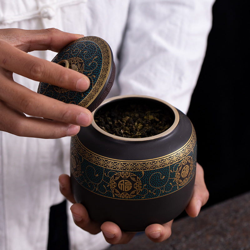 Ceramic Retro Tea Jar Medium Sealed Storage Jar