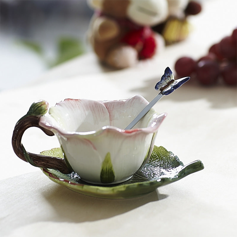 Rose Cup Ceramic Cup Creative Tea Cup Set