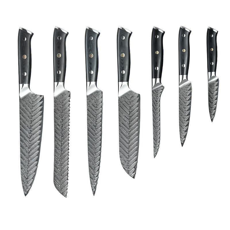 Damascus kitchen knife fish bone