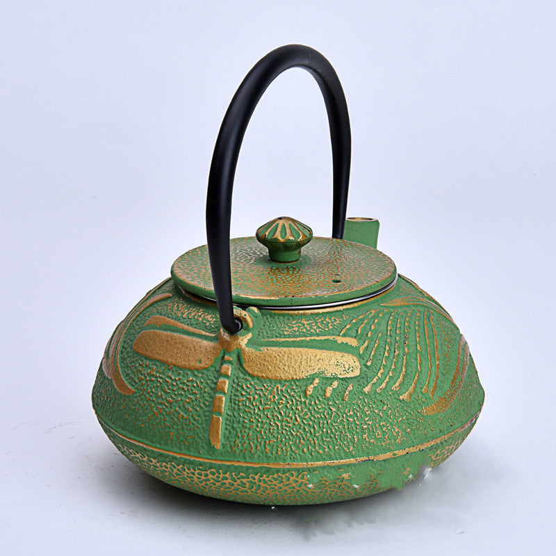 Iron pot dragonfly gold green
