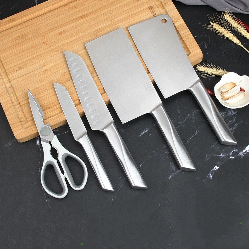 Household kitchen knife and cutting board
