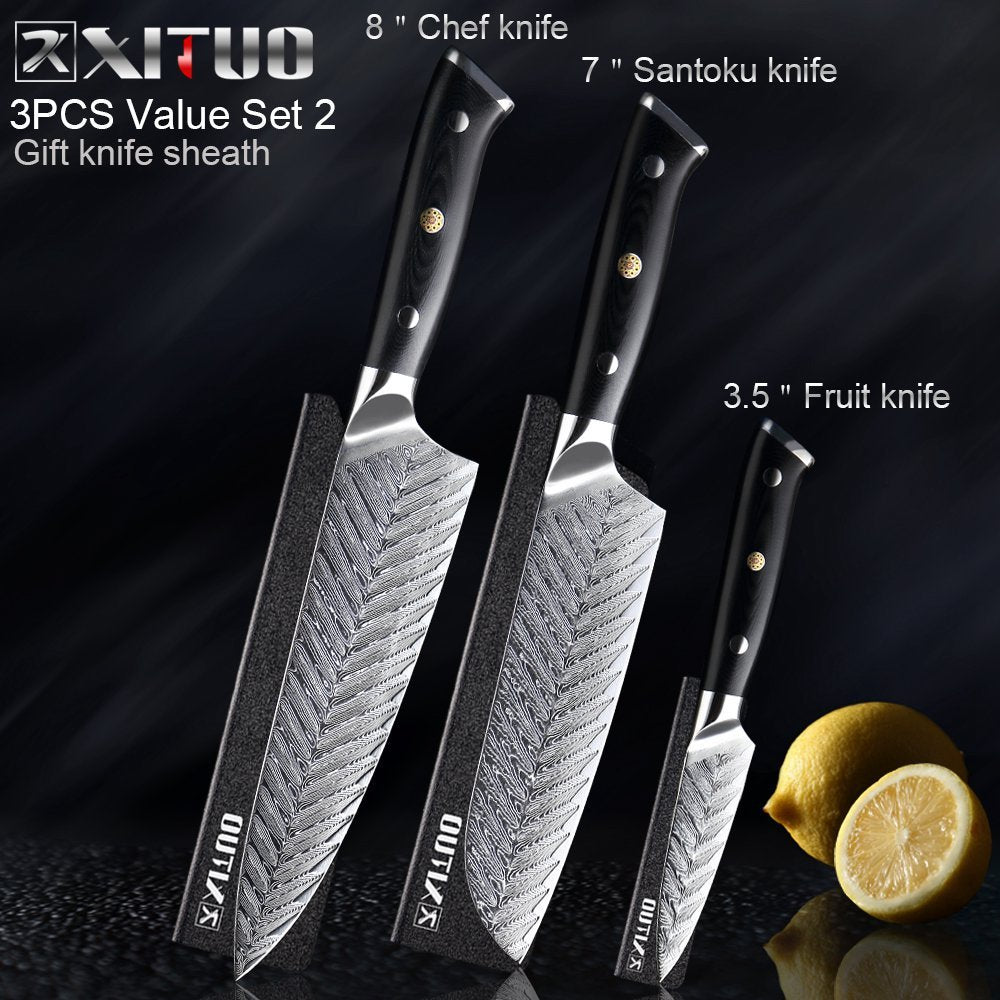 Damascus kitchen knife fish bone