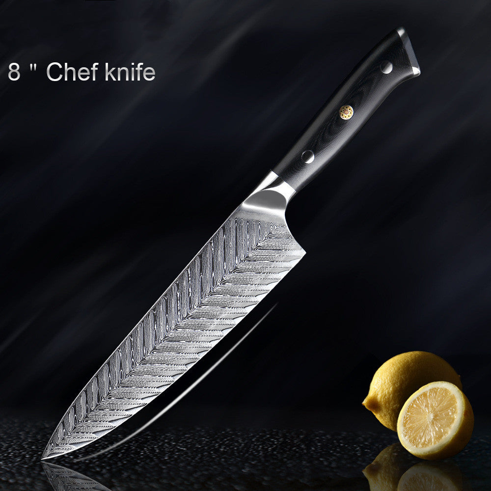 Damascus kitchen knife fish bone