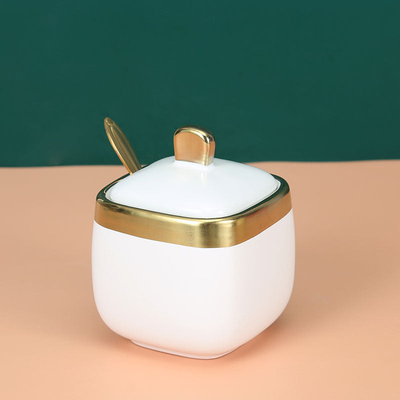 Three Sets of Light Luxury Golden Ceramic Jars