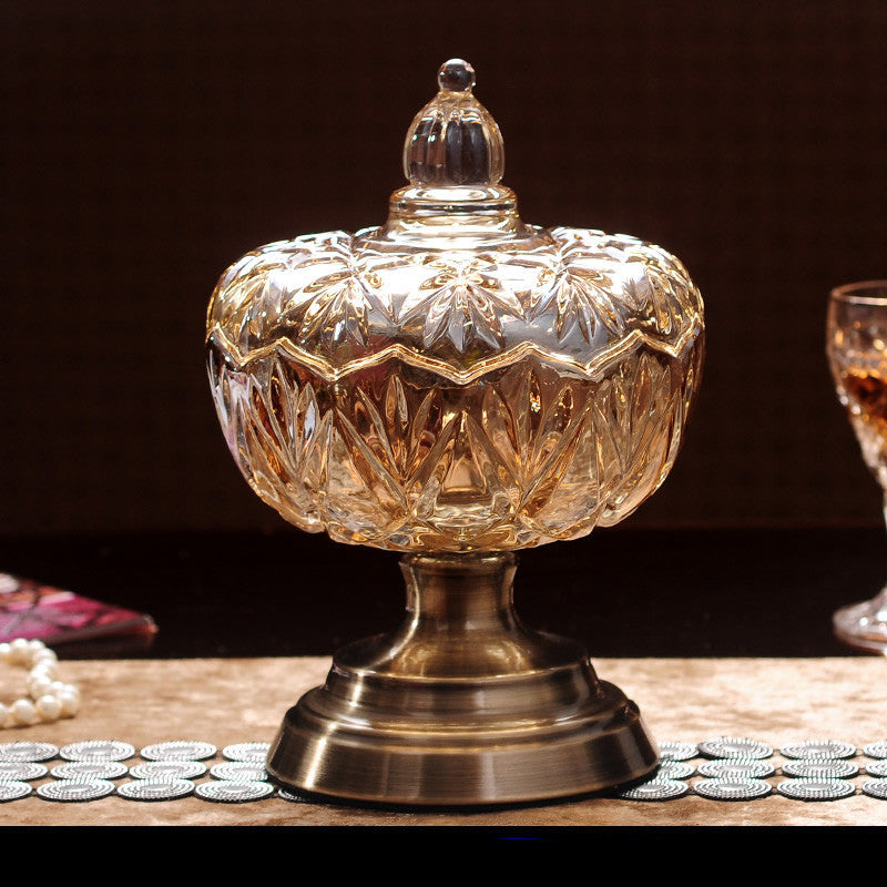 Metal Glass Candy Storage Jar