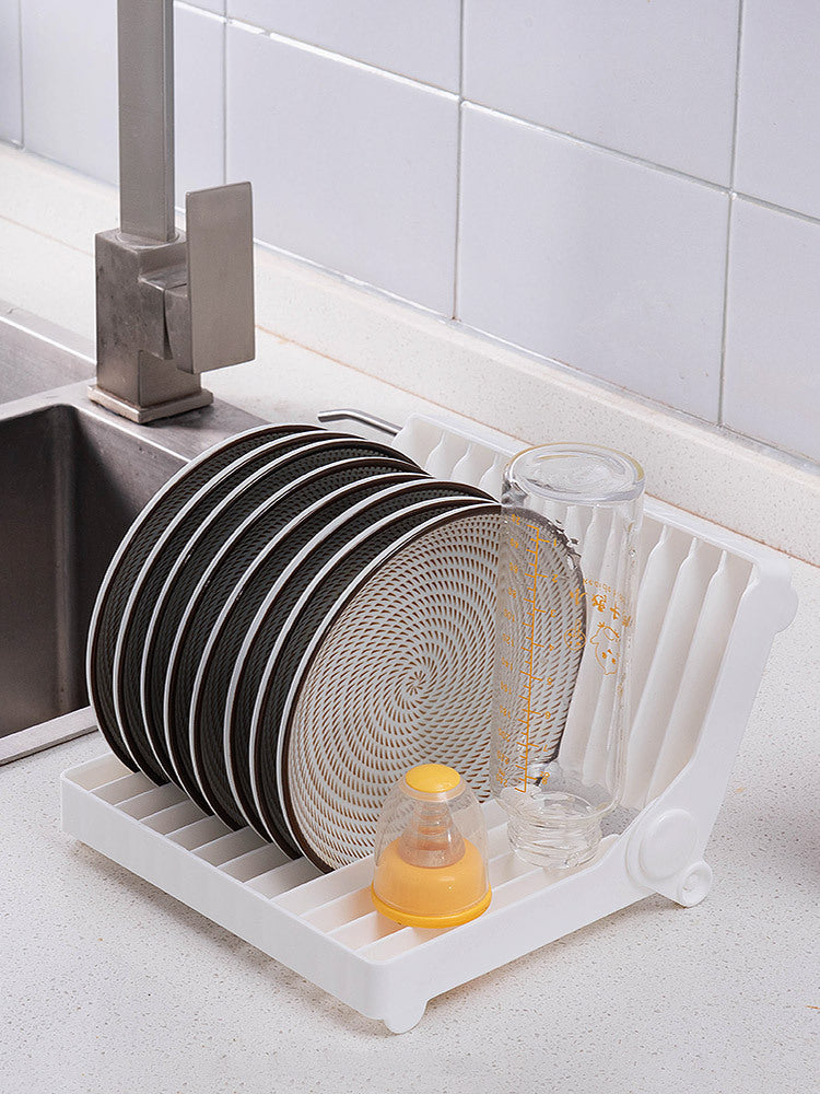 Folding dish rack and dish storage rack