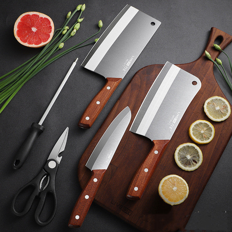 Household kitchen knife and cutting board