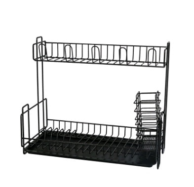 Double tableware dish drain rack iron storage rack