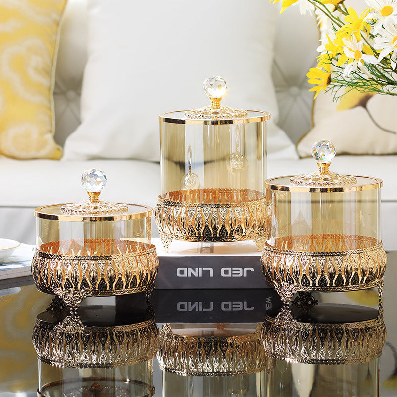 Metal Glass Candy Storage Jar