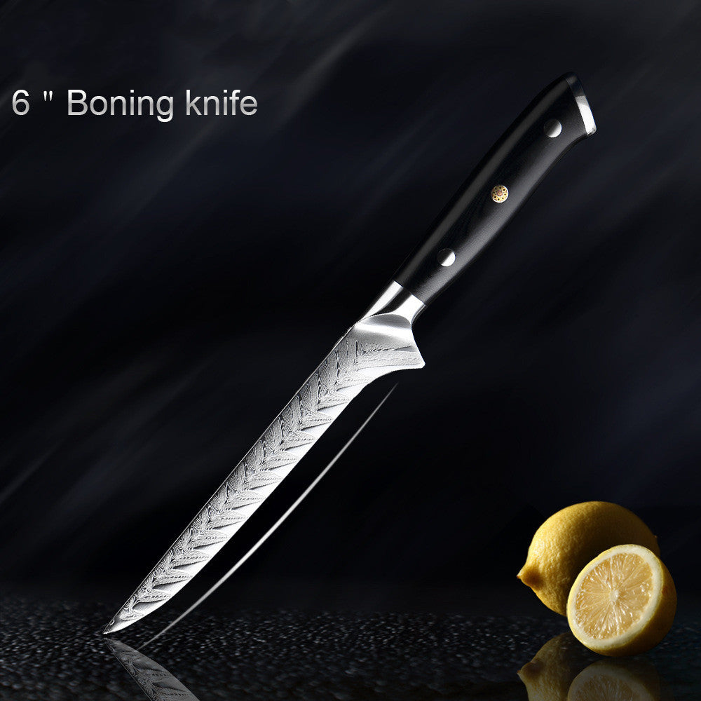 Damascus kitchen knife fish bone