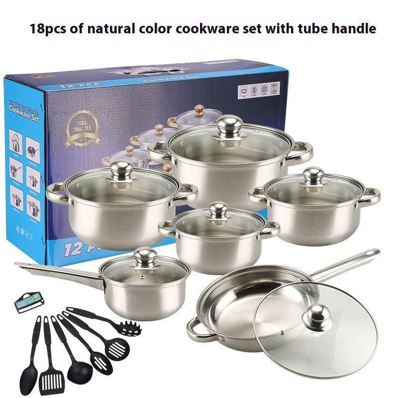 Gold Handle Pot Set Non-stick Pan Stainless Pots Suit