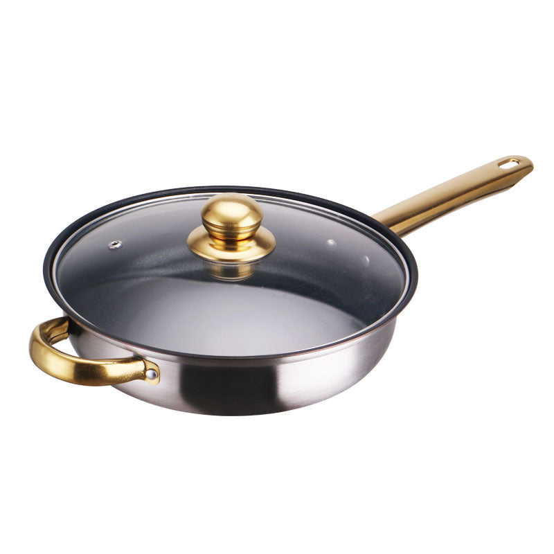 Gold Handle Pot Set Non-stick Pan Stainless Pots Suit