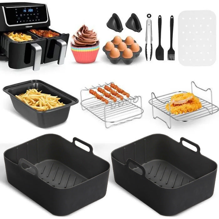 Air Fryer Accessories Suit Silicone Liner Grill Rack Steamer