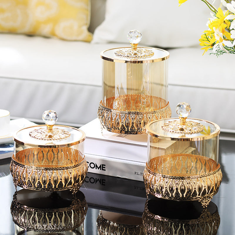 Metal Glass Candy Storage Jar